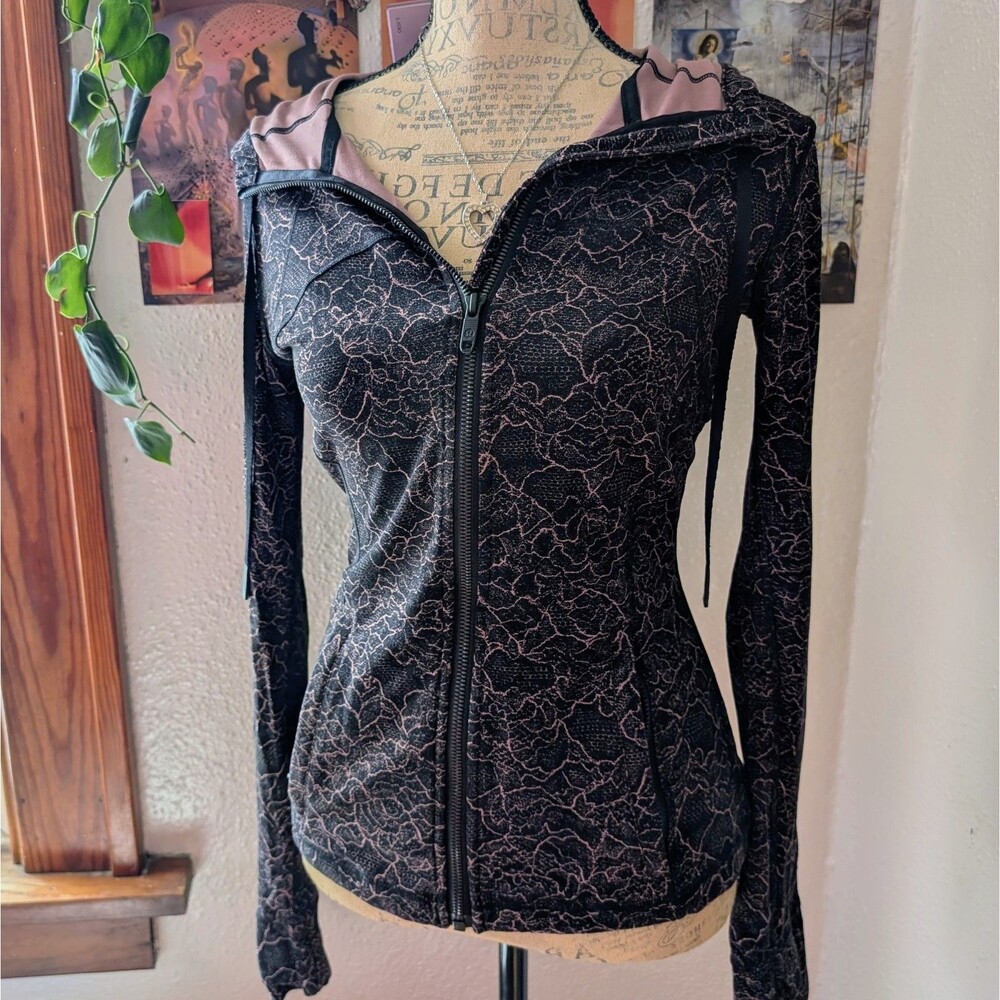 Lululemon Pink and Black Lace Full Zip Define Jacket Hoodie